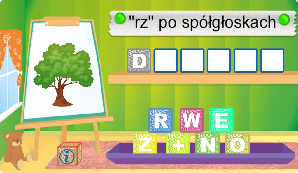 Dysortografia Klasa 1-3 - układanie wyrazu z rz po spółgłoskach