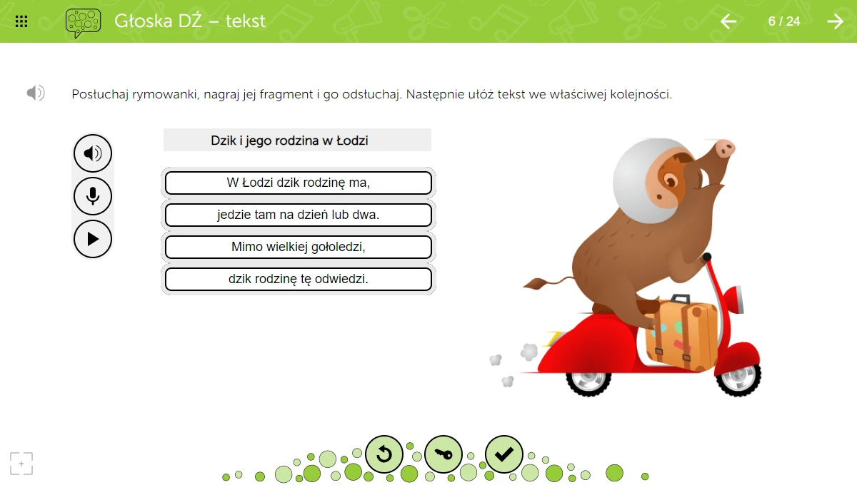Interaktywne ćwiczenie logopedyczne na ekranie programu mTalent