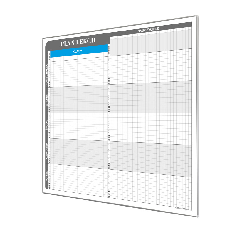 Plan lekcji dla 12 klas i 20 nauczycieli 70x92cm magnetyczny suchościeralny - widok produktu